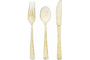 150-Pack Gold Glitter Forks, Knives, and Spoons