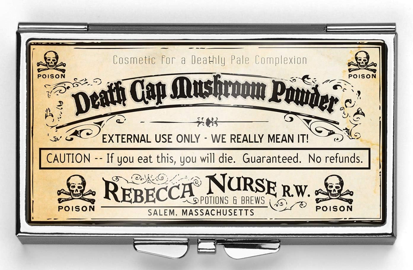 Death Cap Pill Box Compact Rectangle 7 Day Pill Box Pill Case Black 3.2x1.7x0.4 Inch (Pack of 1)