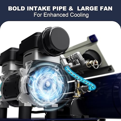 Vista 4 de STEALTH Compresor de aire portátil ultra silencioso de 1 galón, 1/2 HP máximo 125 PSI, motor de inducción, 0.8 CFM@90PSI, 1.3 CFM@40PSI
