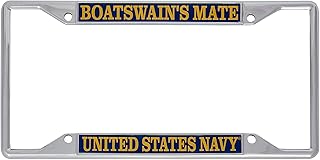Desert Cactus US Navy Boatswain's Mate Car Accessories Enlisted Rating Insignia Metal License Plate Frame and Tag Holder for Front or Rear of Vehicle