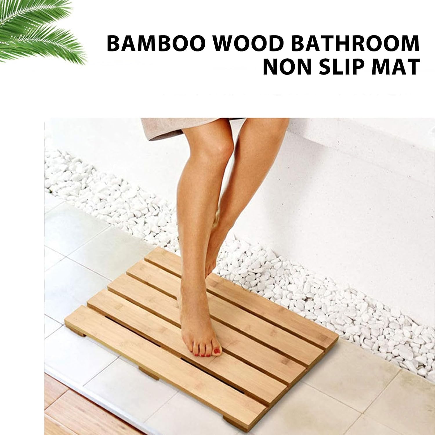 Bath Mat Wooden Floor Mat for Bathroom Non Slip Shower and Bathtub Mat for Doorway Sauna Spa Yard Patio Pool Outdoor Use