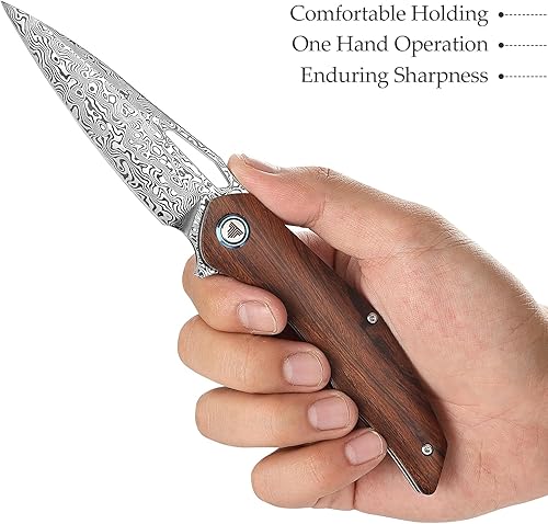 Miniatura 10 de Cuchillo de bolsillo plegable para hombres con clip, cuchillo EDC para el mejor campamento al aire libre, senderismo, trabajo, hoja de acero de