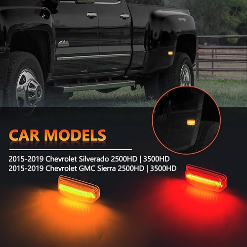 Miniatura 9 de 4 luces LED blancas de marcador lateral de guardabarros para la parte trasera de la cama, compatible con Chevy Silverado 2015-2020, GMC Sierra
