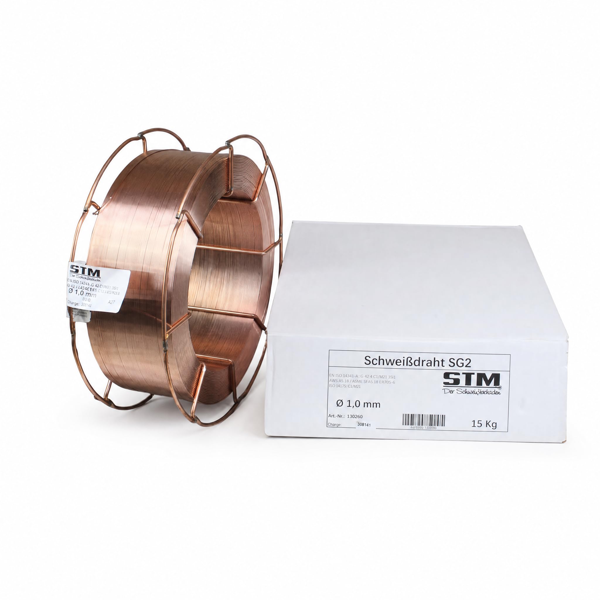 Alambre de soldadura MIG MAG de acero, diámetro de 1,0 mm, SG2, CO2, G3Si1, 15 kg, K300