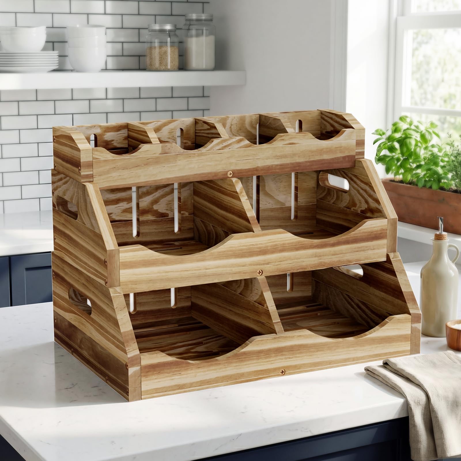 Contenitore per patate e cipolle a 3 ripiani, per dispensa e piano di lavoro della cucina, contenitore per patate e cipolle, set organizzatore da cucina