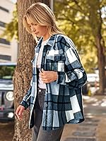 Vista 3 de AUTOMET Womens Casual Plaid Shacket Button Down Long Sleeve Shirts