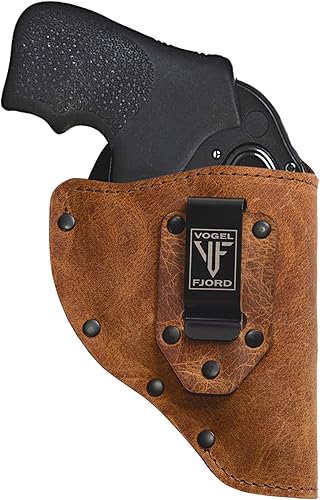 Funda de cuero de búfalo para pistola OWB se adapta a la mayoría de revólveres de marco J hechos para Ruger LCR, S&W 442642, Taurus, Charter y la