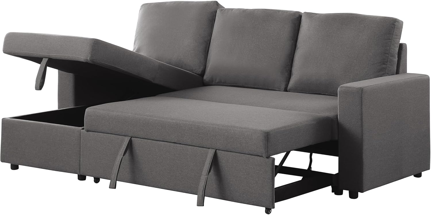 Visco Therapy Reegan L Shaped Corner Sofa Bed in Grey, with Hidden