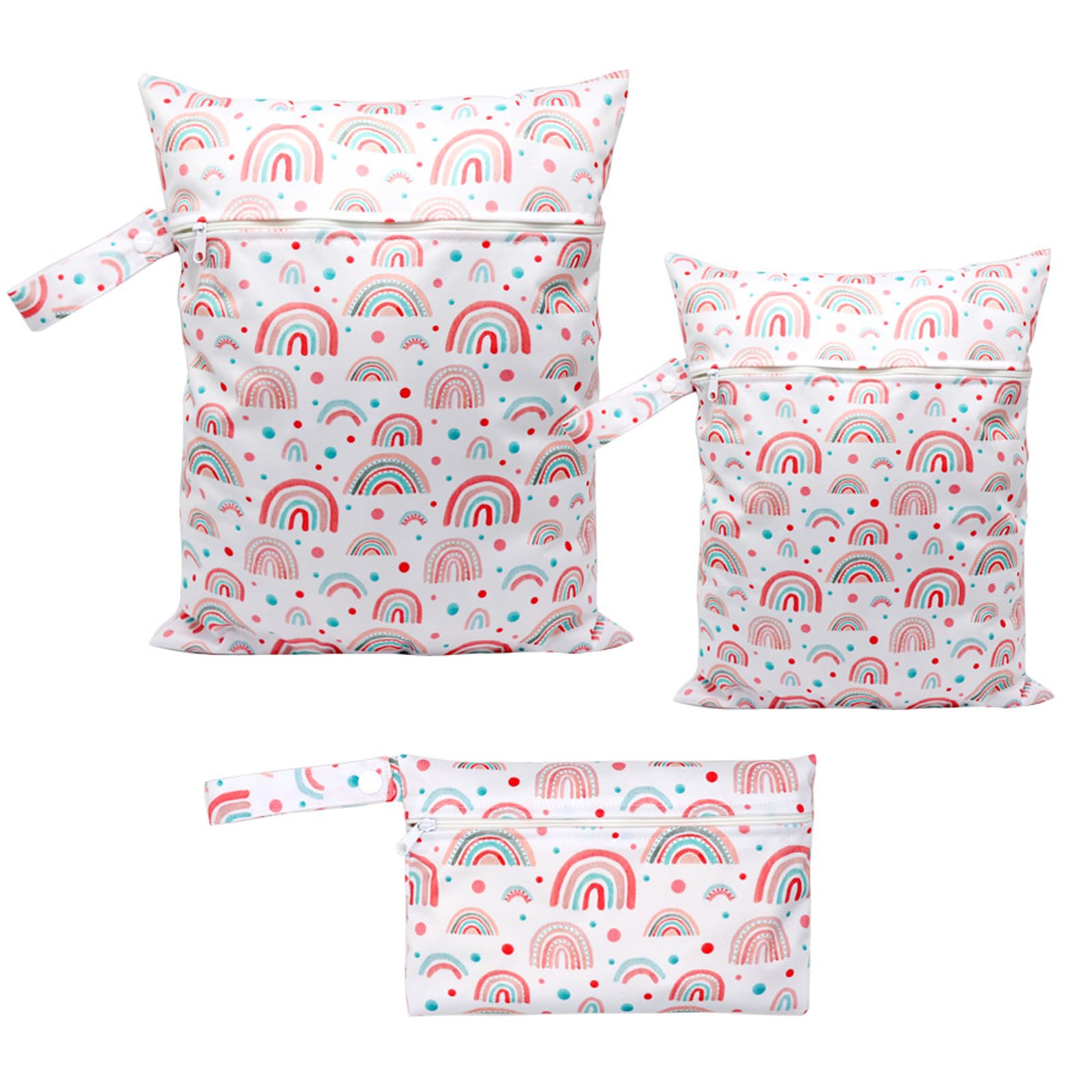 Lot de 3 sacs à langer arc-en-ciel réutilisables pour maternelle voyage natation fitness Blanc Moderne