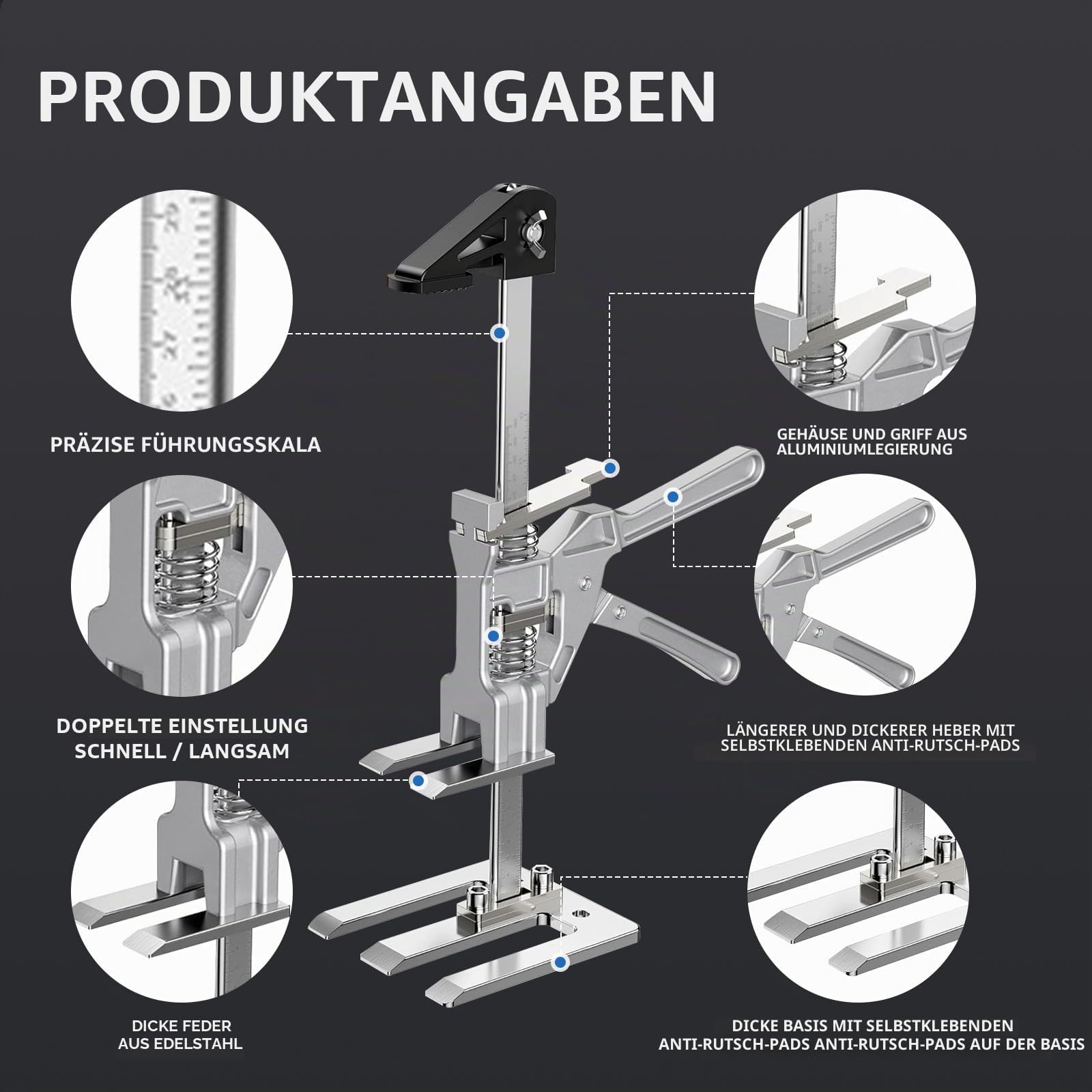 Arbeitssparender Armwagenheber, 2 Stück, Multifunktions-Handhebewerkzeug, Wagenheber mit zwei Geschwindigkeiten, Möbelheber, Armwerkzeugheber für die Installation von Schränken, Türen und Fenstern,
