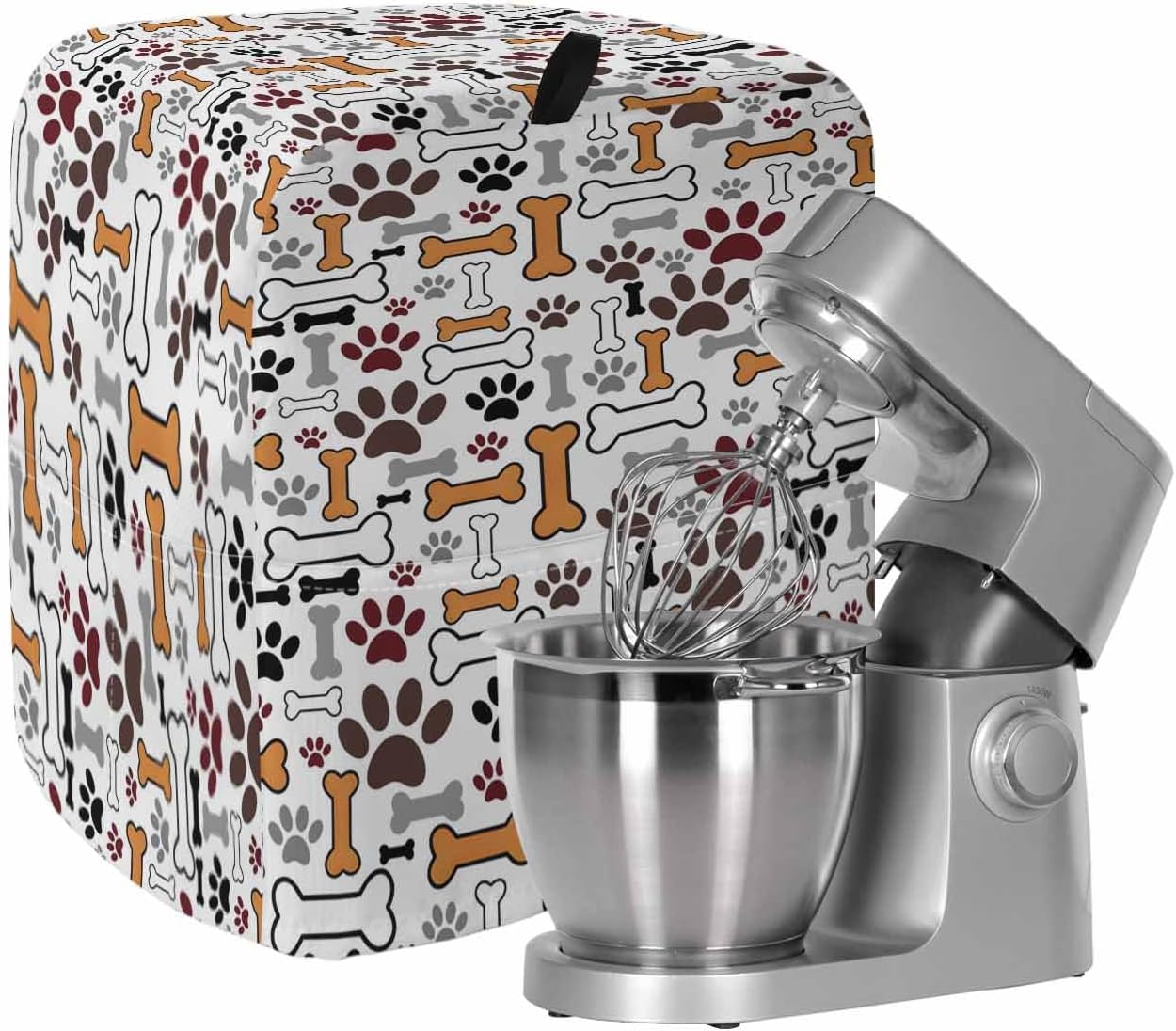 Dog Claws Stand Mixer Cover with Storage Pocket, Waterproof Kitchen Mixer Covers, Pet Cat Cartoon Cute Animal Bone Pawprints Kitchen Appliance Dust Cover Compatible with 5-8 Quart Mixers