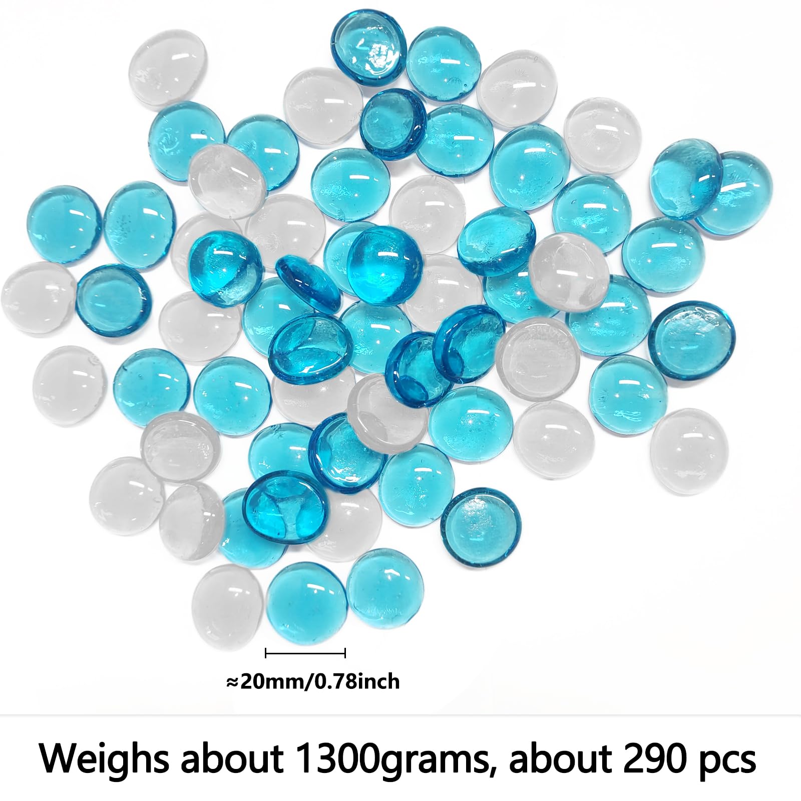 Glass Pebbles, 1.35KG Mixed Color Flat Marble Stones Beads - Image 2