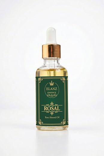 ELANZ ESSENCE - ROSAL - Pure &amp; Natural Rose Flower Petals &amp; Premium Almonds - Supple Skin Oil - For Face &amp; Body - Skin Moi...