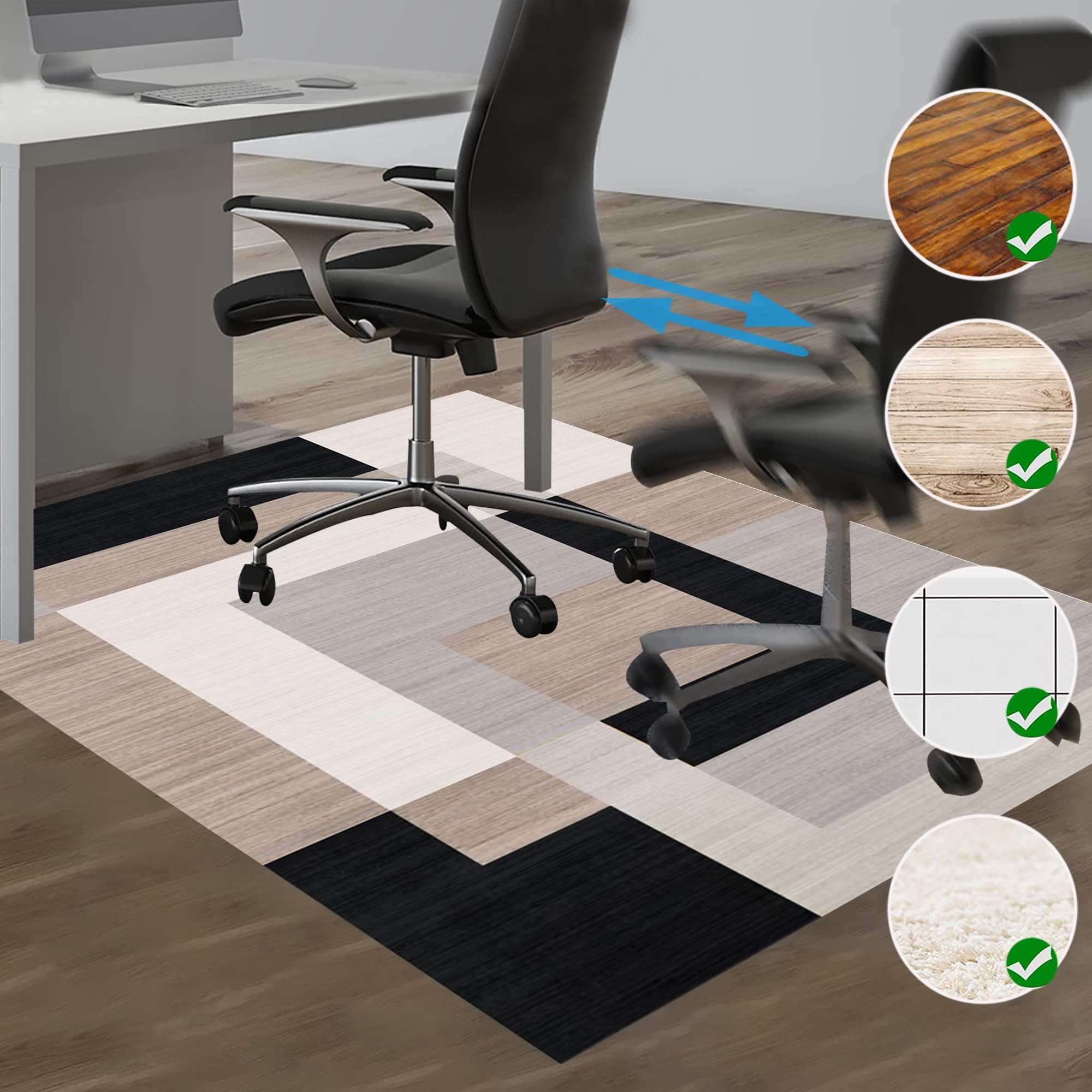 Tapis Gaming Sol Antidérapant Tapis de Chaise de Bureau 140 x 160 cm