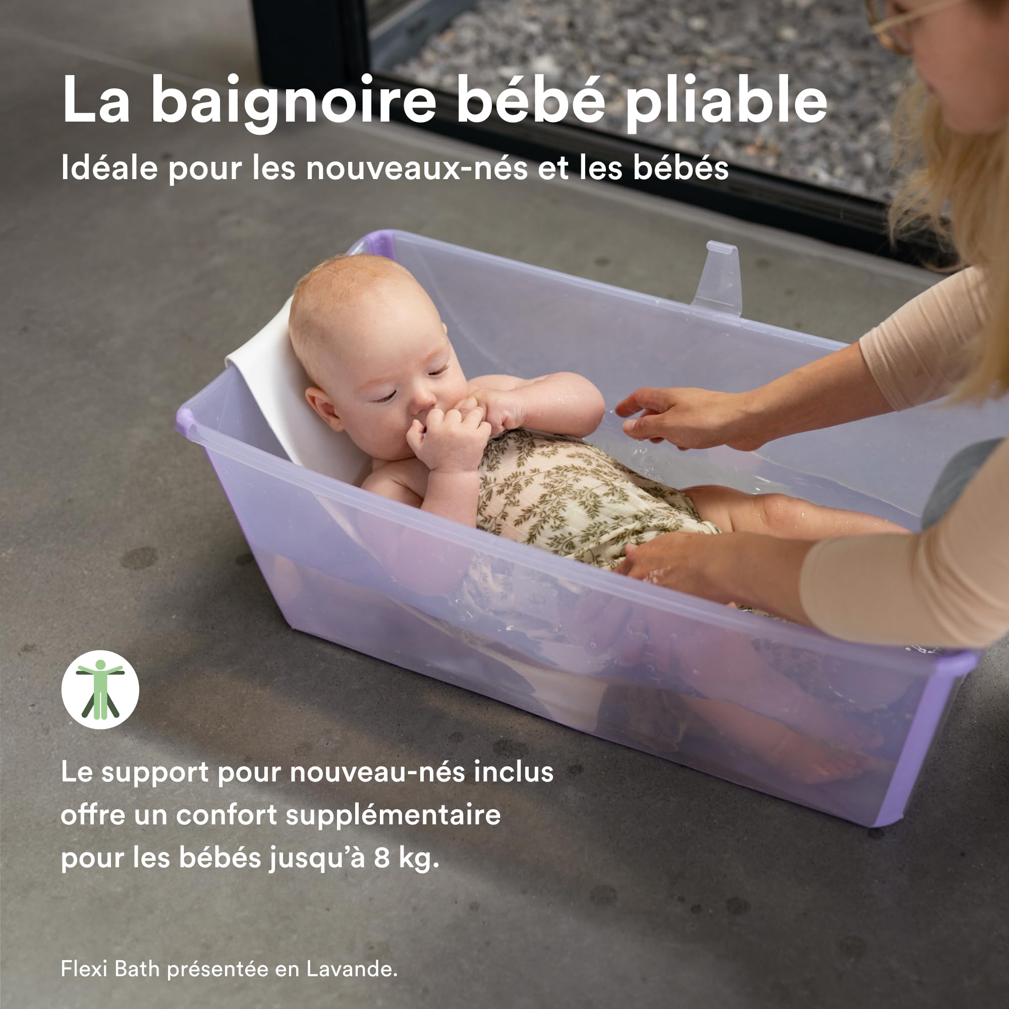 Stokke Flexi Bath (Sandy Beige) avec Support nouveau-nés - Bain bébé pratique maison voyage - jusqu'à 48 mois