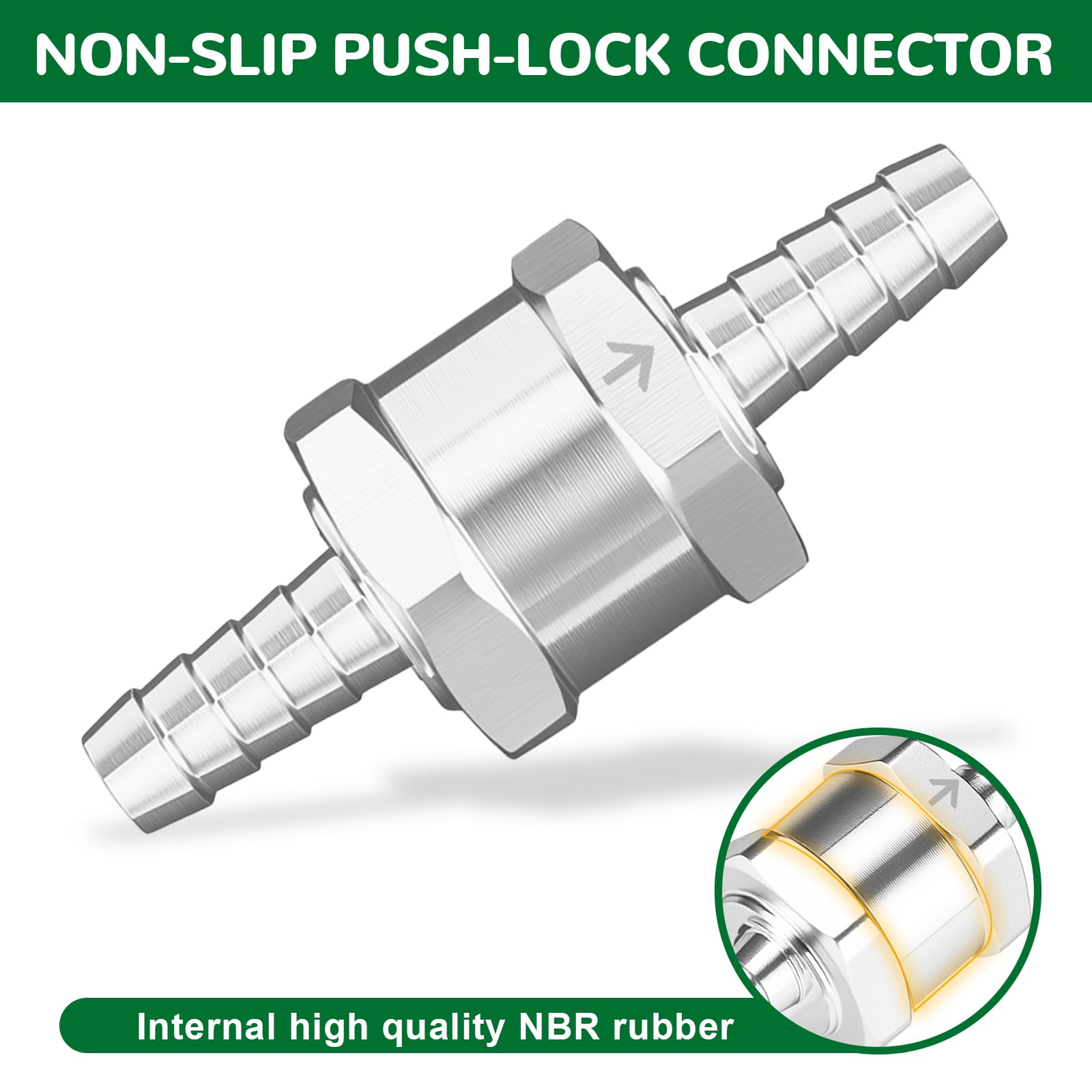 2er-Pack Kraftstoff-Rückschlagventil 8mm – Alu, Mit Federklammern, Für Benzin & Diesel