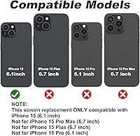 Vista 2 de DIGI4U Pantalla LCD para iPhone 15 reemplazo de pantalla, 6.1 pulgadas [3D táctil] [muesca pequeña] para iPhone 15 pantalla digitalizador Asamblea