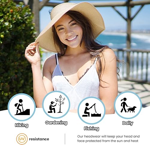 Miniatura 60 de Simplicity - Sombrero con protección solar UV UPF 50 para mujer, convertible en visera para playa