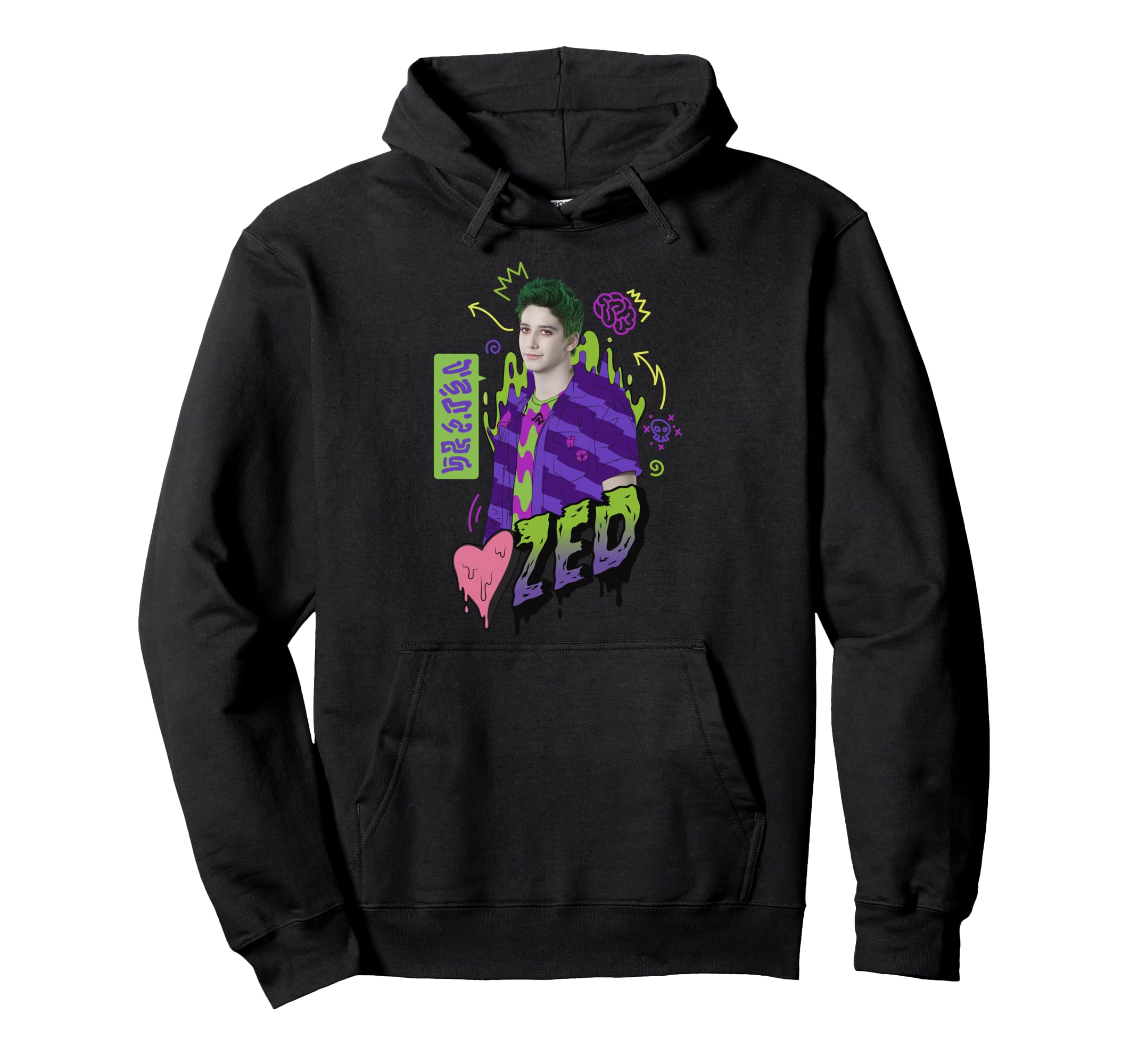 Sweat à capuche Disney Zombies Zed imprimé cœur pour look décontracté