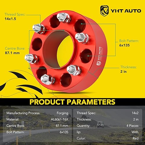 Miniatura 2 de YHTAUTO Espaciadores de rueda centrados de 0.236 x 5.315 in de 2 pulgadas para Ford F-150, Expedition & Lincoln Navigator 2003-2014, Mark LT,
