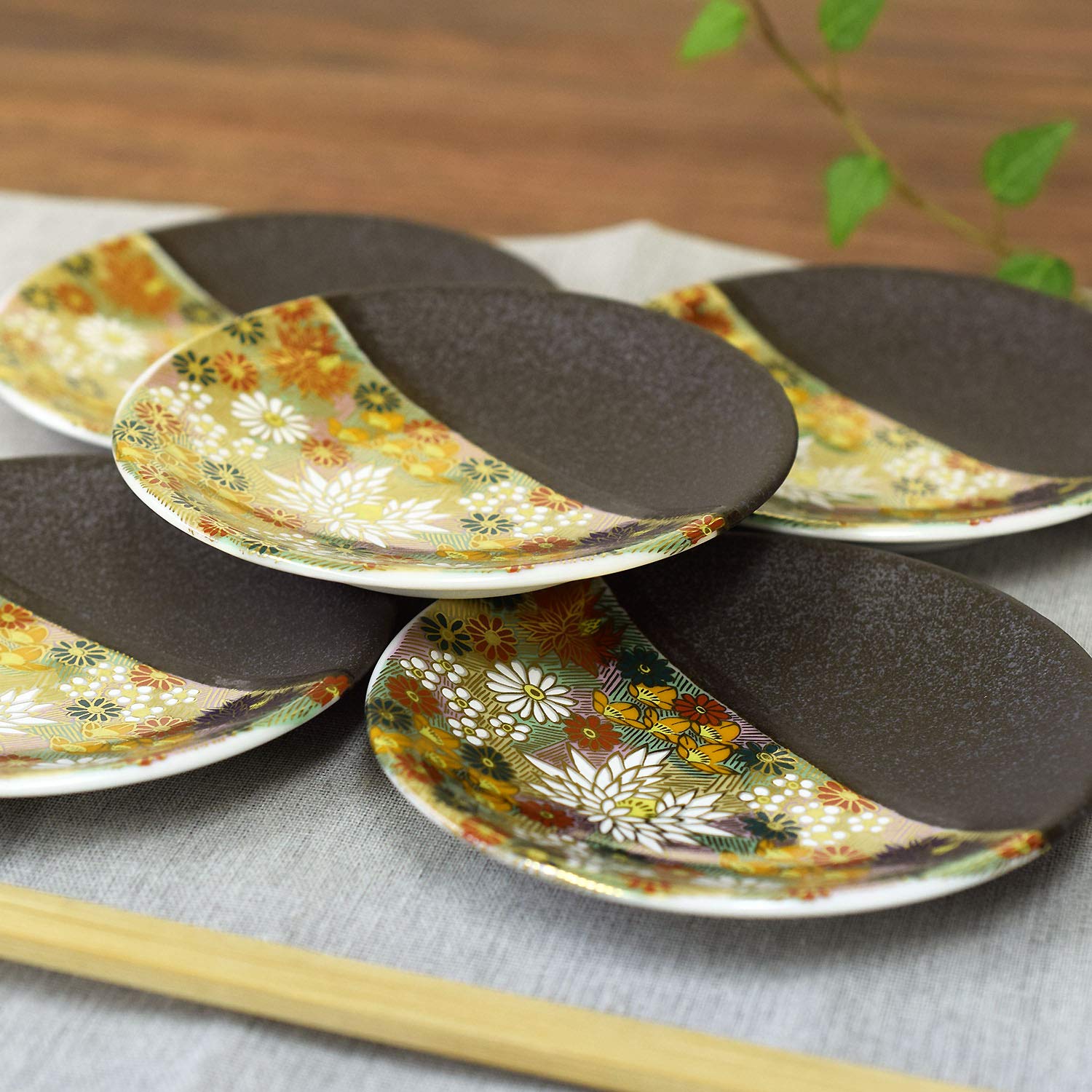 Amazon | お皿 おしゃれ 九谷焼 小皿5枚セット 金花詰 陶器 小皿 取り 