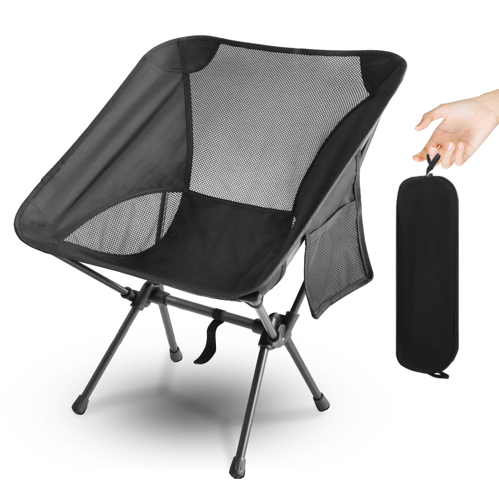 HEALLILY Campingstuhl Ultraleicht - 1,34kg Mit Seitentasche Bis 120kg