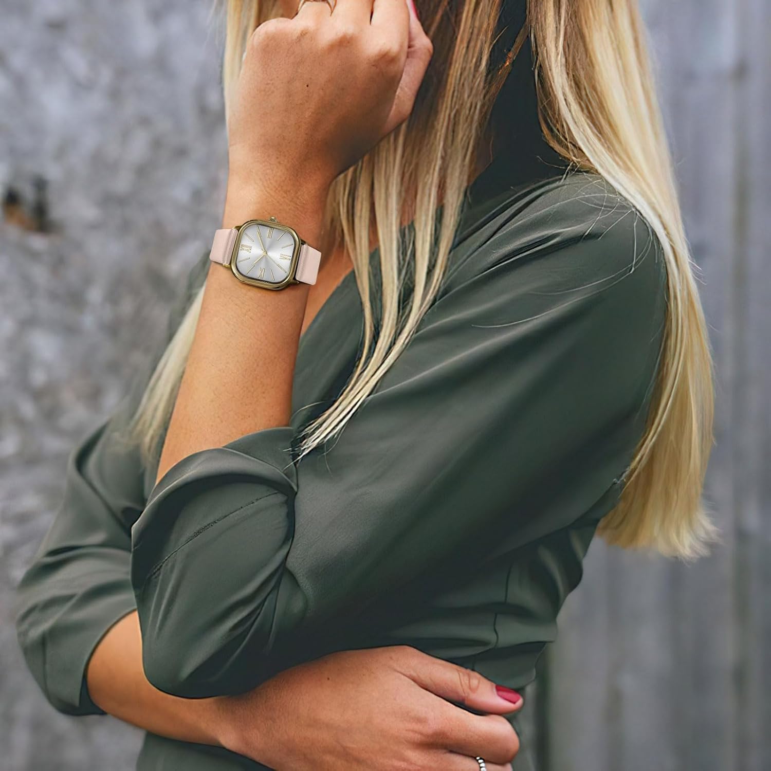 Bisley Women Square Watch Leather Strap Easy to Read Waterproof Watch - Image 5