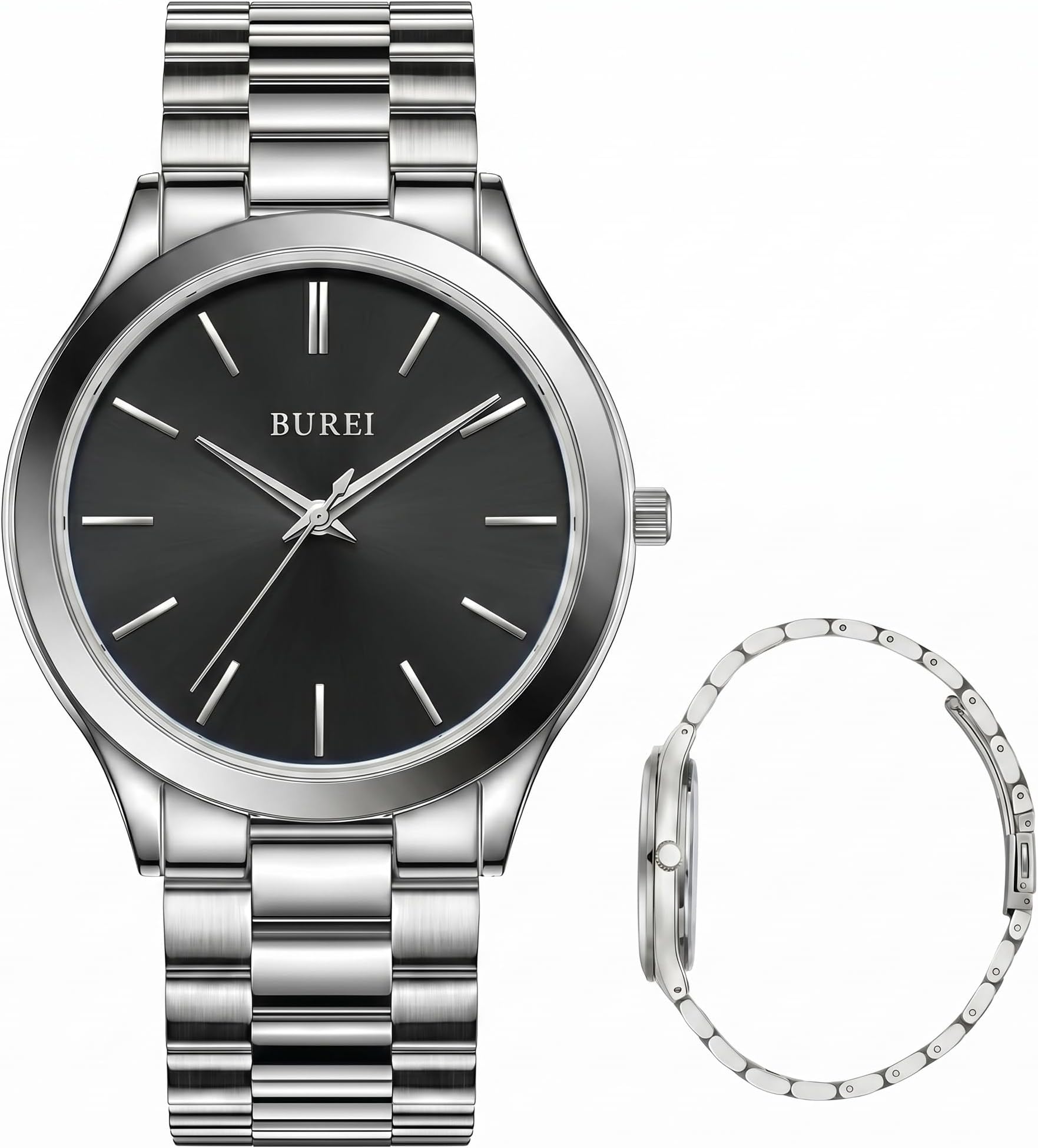 Men's Watches Slim Minimalist Stainless Steel Quartz Analog Watch Japanese Movement Waist Watch for Men 44mm Large Case