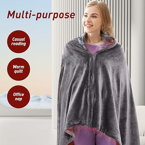 Miniatura 6 de Manta térmica por USB manta térmica de franela de lujo con botones manta térmica ultra cálida cuello y hombros para uso en casa oficina y exteriores