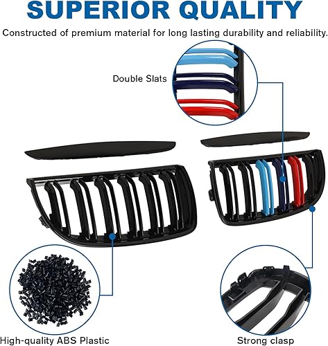 Miniatura 89 de Rejilla frontal negra brillante compatible con BMW Serie 3 G20 2019 2020 2021 2022 316i 318i 320i 328i 330i 330i 335i 340i Doble lamas negro