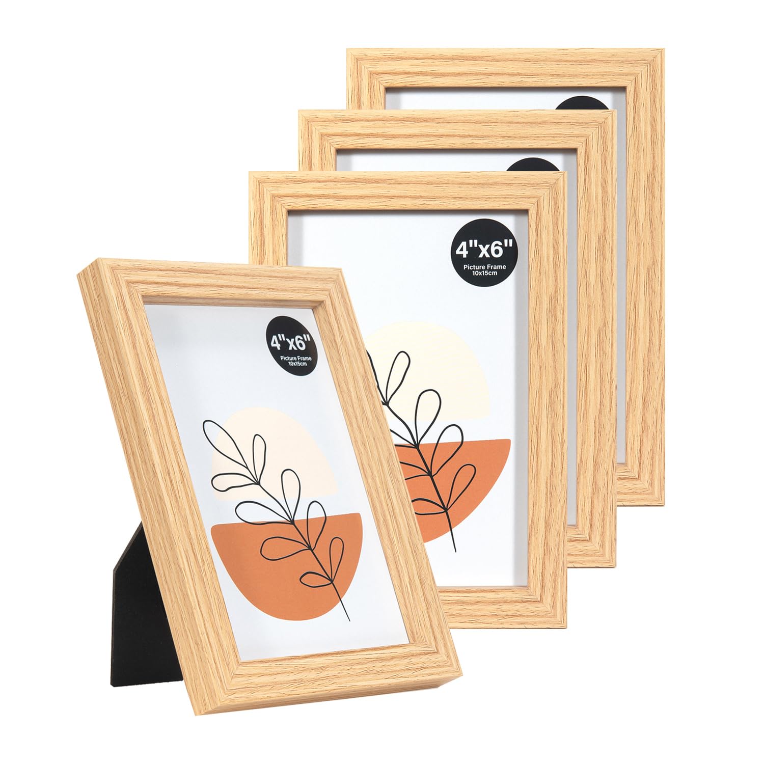 KAIWIN Oak 6x4 Inch Picture Frames Set of 4, with Acrylic Glass for Table Top Display and Wall Mounting Photo Frame — image 1