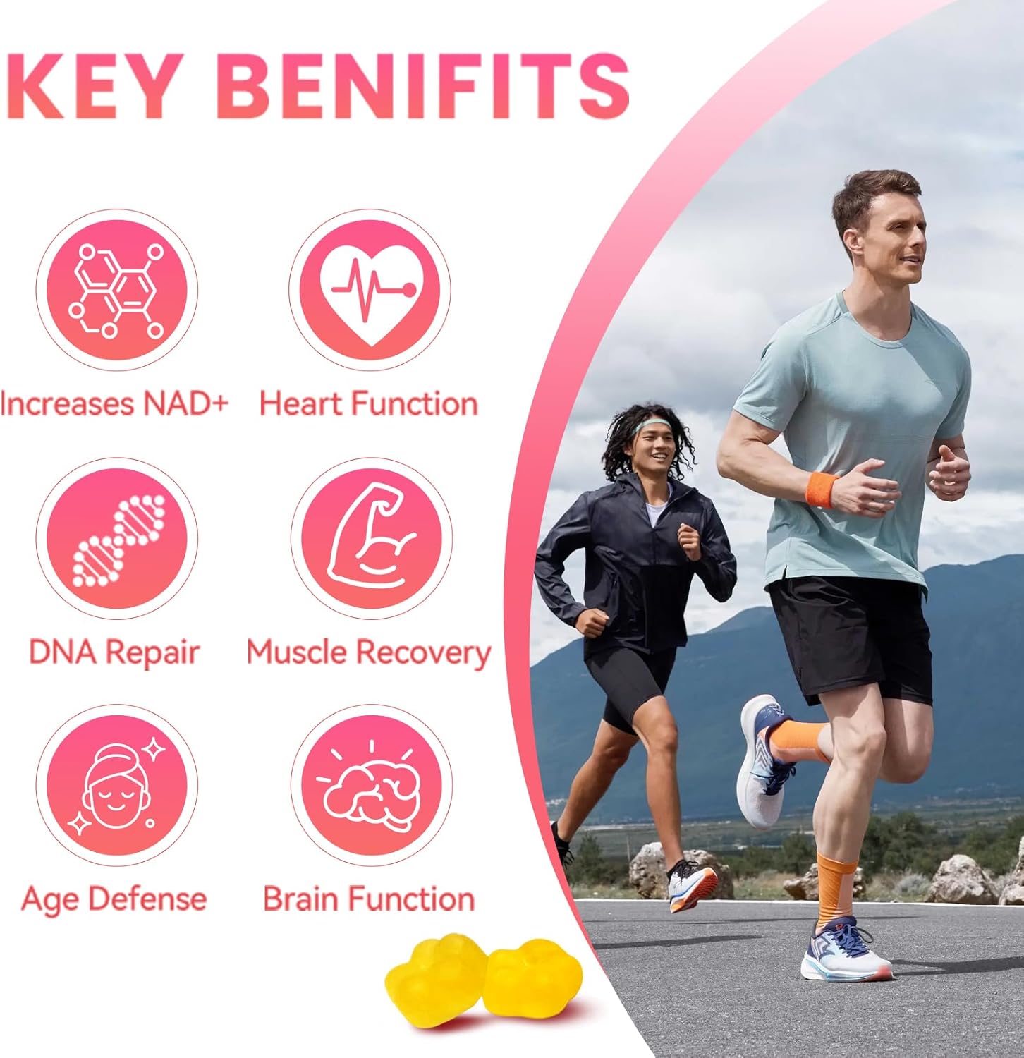 NAD+ Resveratrol Gummies NAD+ Supplement 500mg with Vitamin B3 & TMG – Healthy Aging, Energy & Cellular Health Support – Vegan Friendly, Natural Pectin – 60 Gummies, 30-Day Supply - Image 2