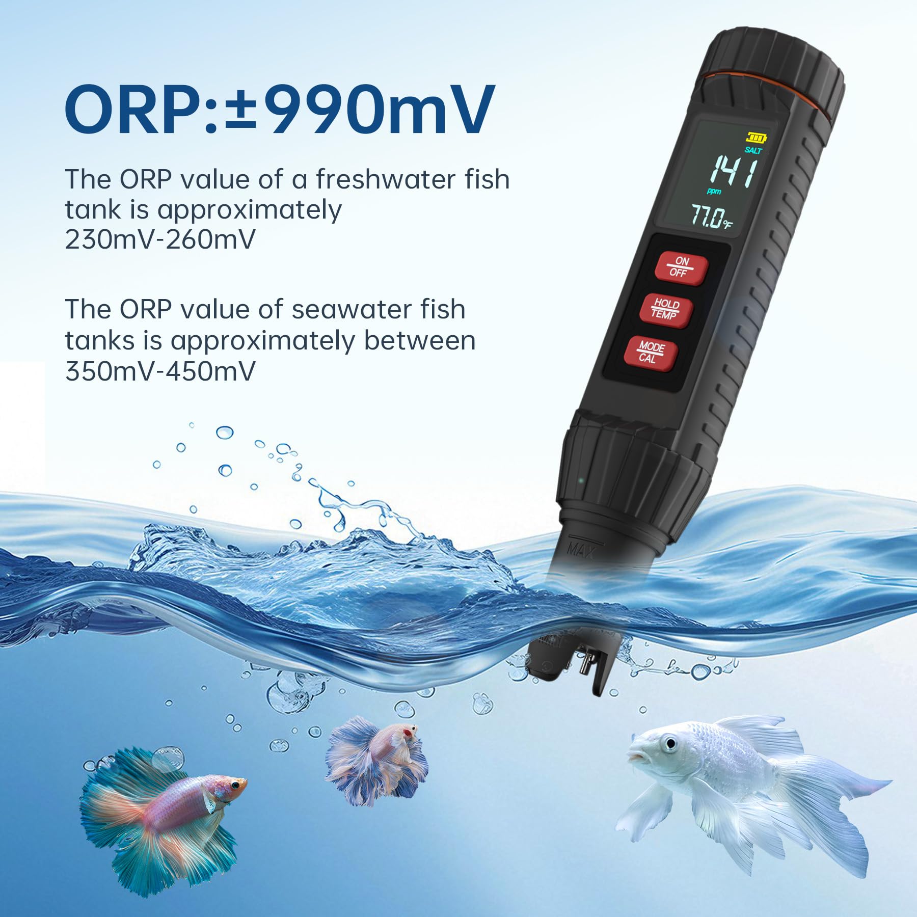 Forever Speed Medidor de pH Agua 7 en 1 pH Meter pH/TDS/EC/ORP/SALT/S.G./TEMP Alta Precisión para Piscina Acuario