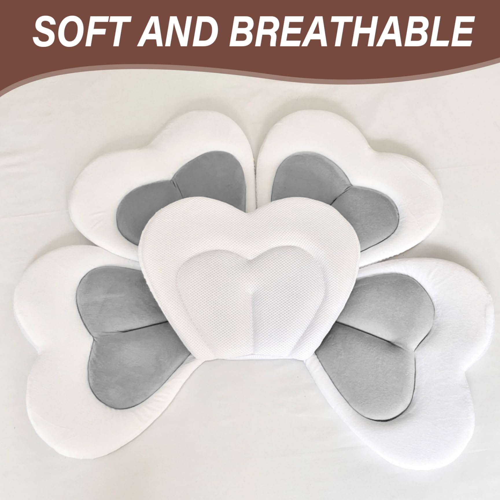 Supporto per bagnetto per bambini 31, 5x1, 2 '' Vaschetta per il bagnetto morbida anticollisione Elementi essenziali per il bagno con fiori a foglia grigia con bordo bianco per sedersi o gattonare