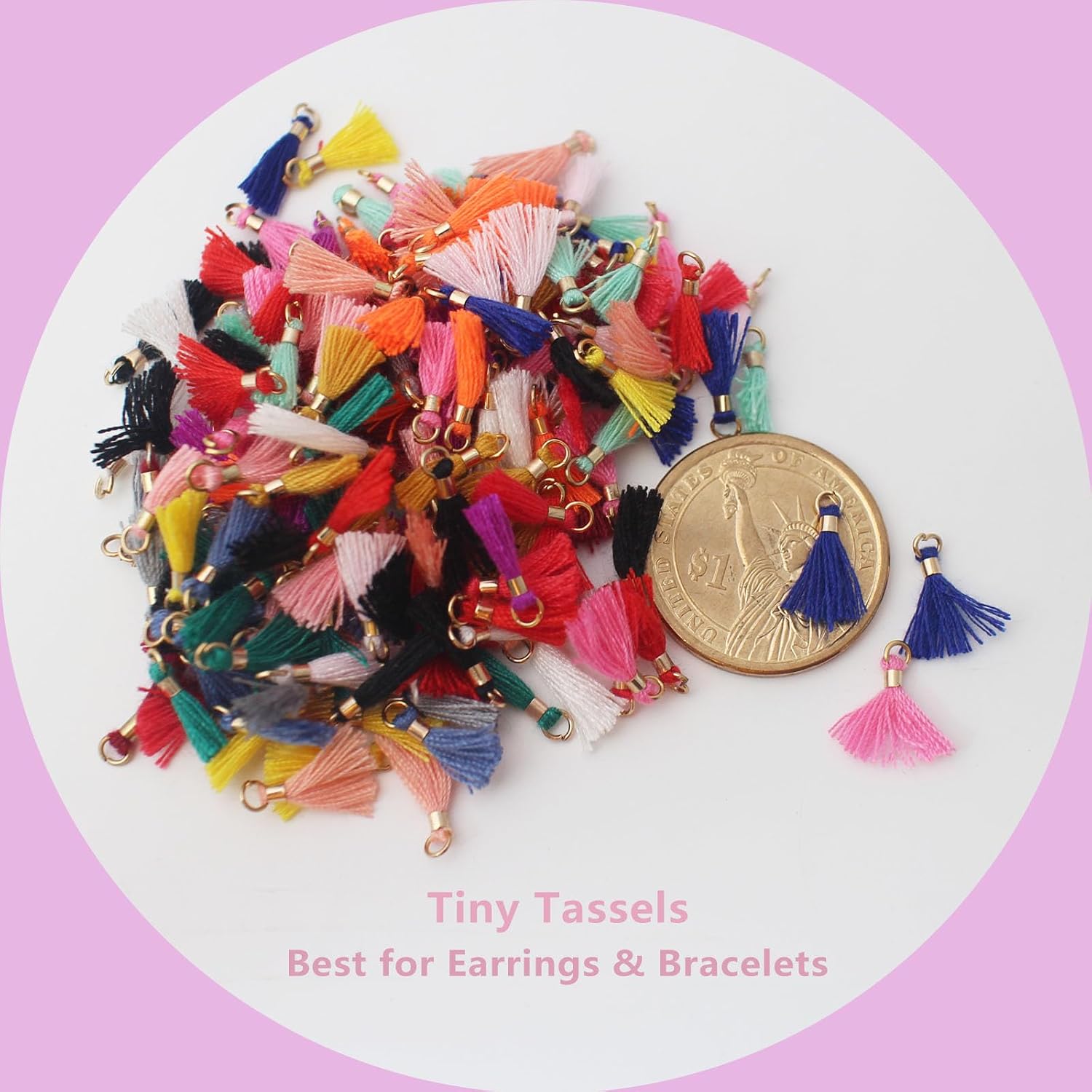 36pcs Mini Tiny Tassels for Earring with Gold Jump Ring 13mm(1/2'') Short Cotton Thread Tassels for Bracelet Assortment Handmade Craft Tassels for DIY Jewelry Necklace Making Accessorie