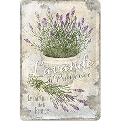 Placas Decorativas Para Pared Autoadhesivas Nostalgic Art Lavande de Provence Placa Decorativa, Metal, Multicolor, 20 x 30 cm