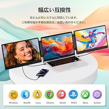 Amazon.co.jp: 14インチ デュアルディスプレイ【3画面作業 簡単に接続