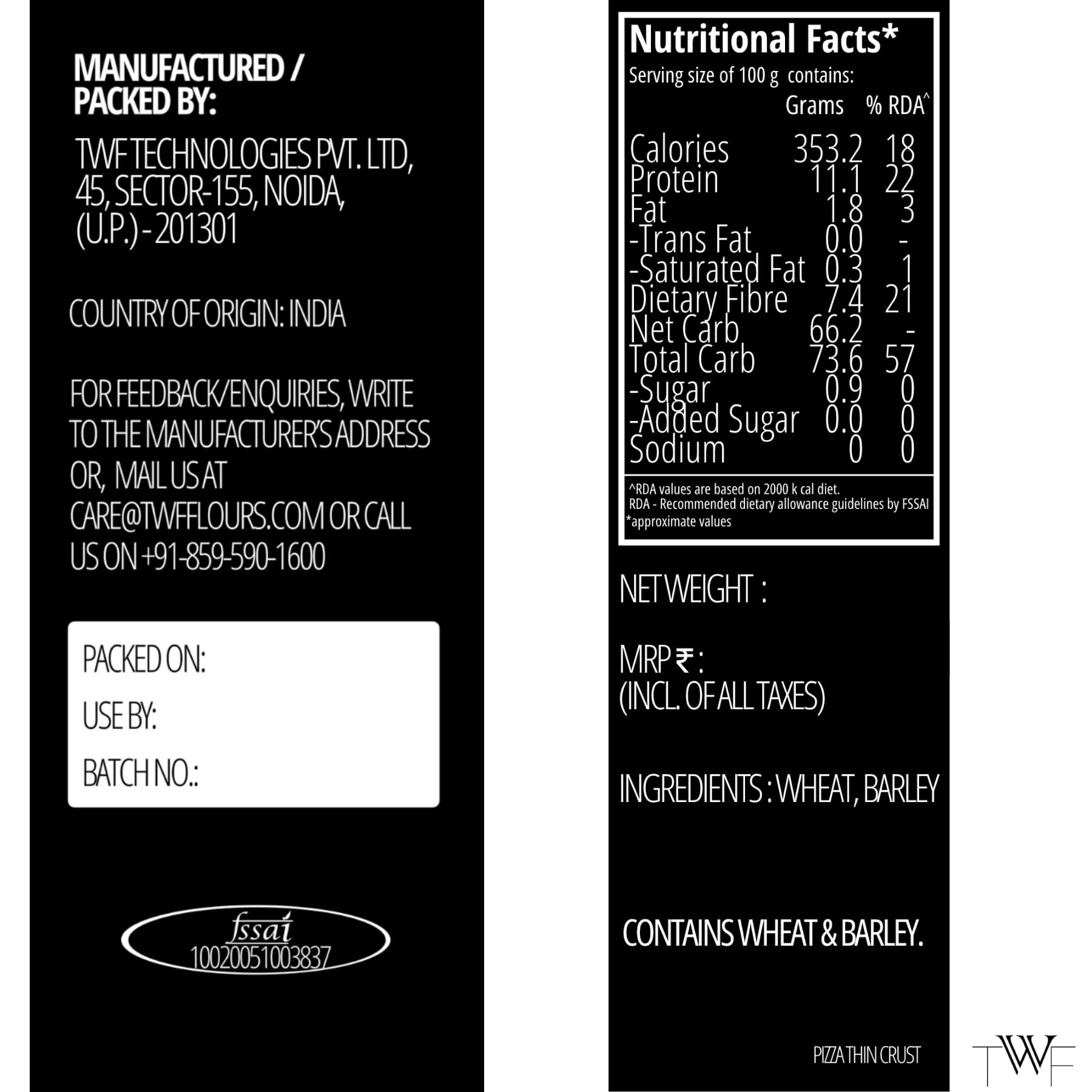 TWF Farina per pizza 1 kg, (alternativa alla farina 00) per pizza deliziosa, non sbiancata (farina per pizza a crosta sottile)