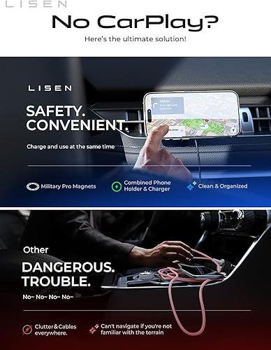 Miniatura 7 de LISEN Cargador MagSafe para coche de 15 W, cargador MagSafe, cargador inalámbrico para automóvil, soporte magnético para teléfono para automóvil,