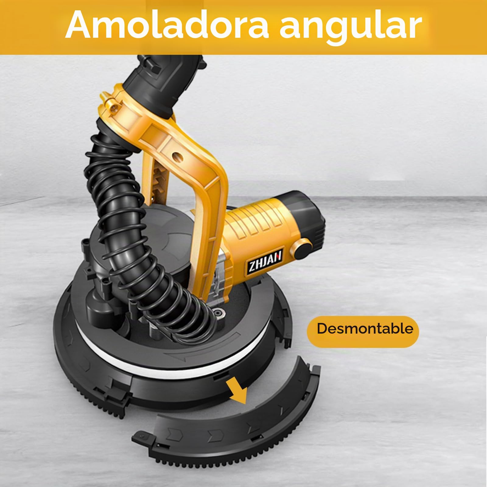 Lijadora Jirafa 880W, lijadora pared y techo,Luz LED,5 Velocidad 1000-2100 RPM,Borde Lateral Desmontable y Tubo de Extensión Plegable (150 cm/180 cm),lijadora jirafa con aspirador 12 Discos