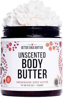 Unscented Body Butter for Dry Skin | with Raw Shea Butter and Jojoba Oil | Deep Moisturizer Safe for Sensitive Skin, Non Greasy, Fragrance Free | 8 oz