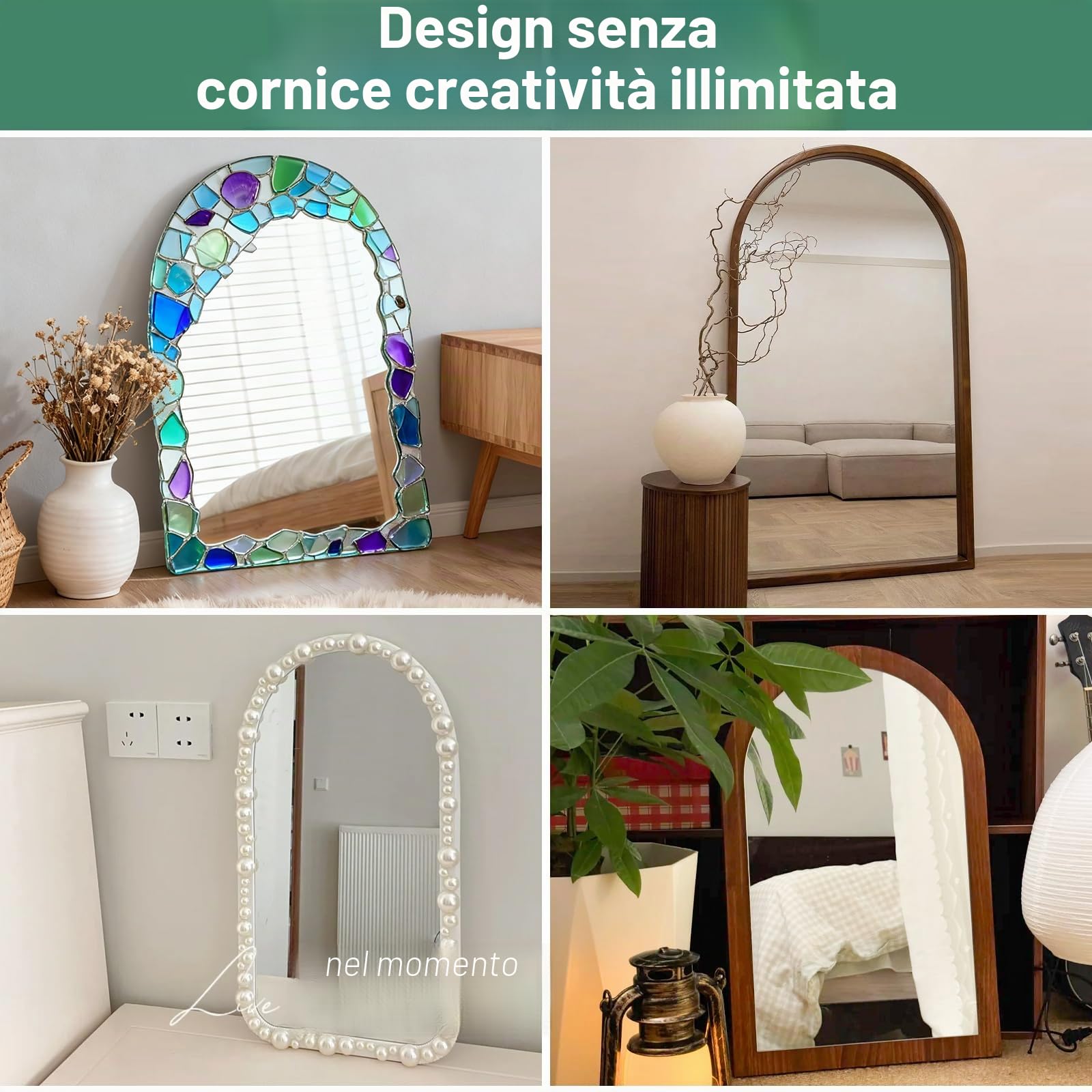 Specchio da parete bombato 50 cm - Specchi da bagno adesivo - Alta definizione - Per soggiorno, camera da letto, ingresso, Decorazione d'interni - Grande formato