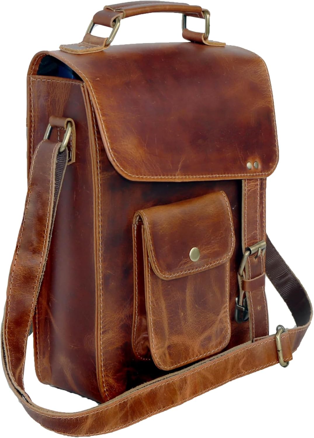 Leather messenger bag shoulder bag cross body vintage messenger bag for women & men satchel man purse - Image 7