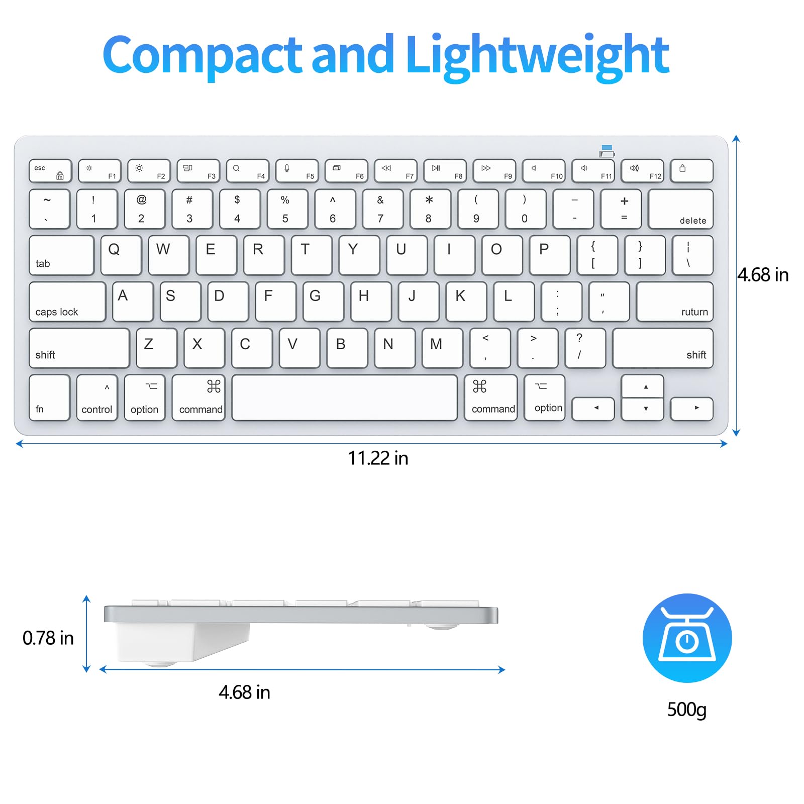 Teclado con cable ultrafino para Apple, cable de conversión USB y tipo C, 78 teclas de tijera, teclas de acceso rápido multimedia, compatible con MacBook, iMac, Mac Mini, Mac Pro, computadoras