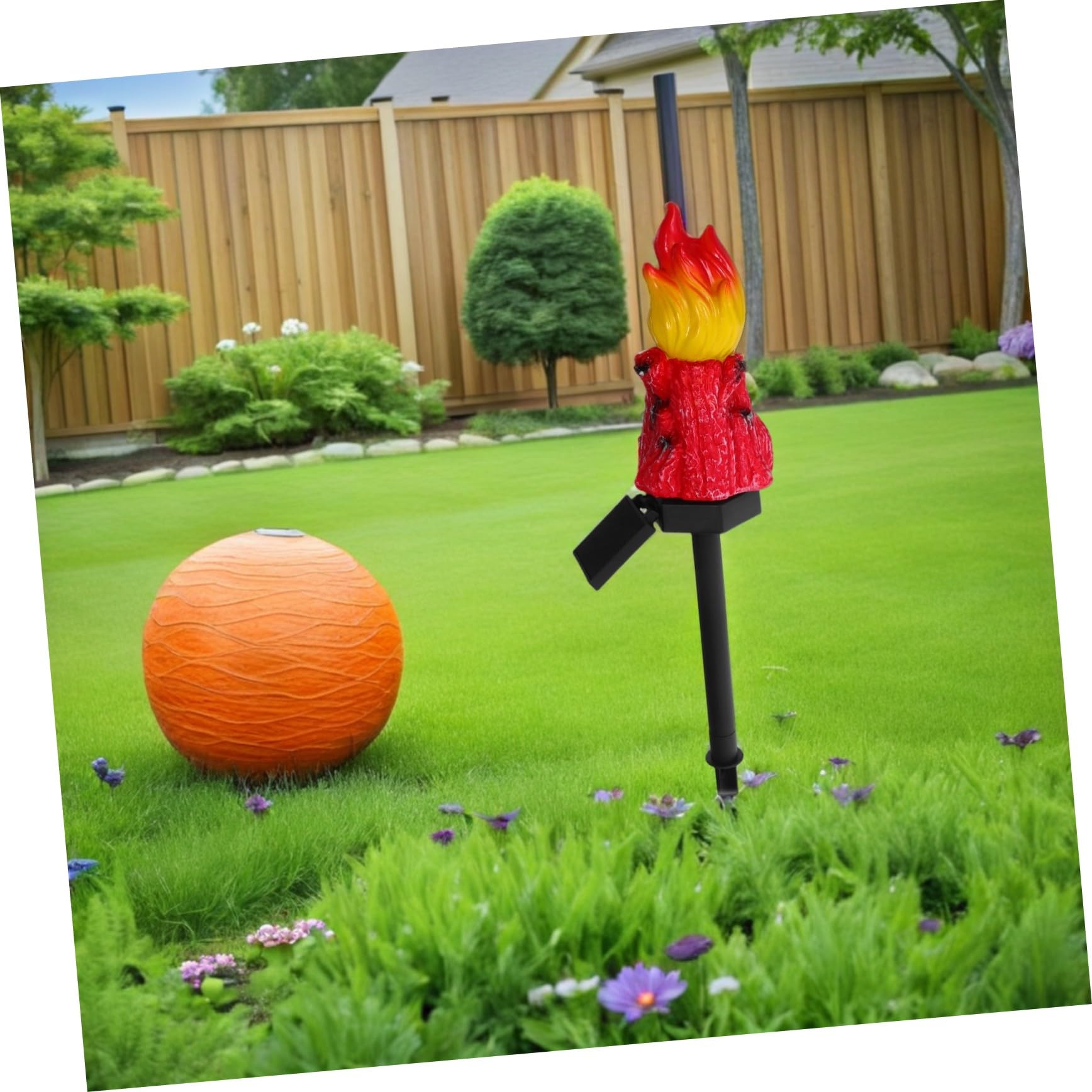 Toddmomy Torcia Solare Esterna in Resina Luce Led Forma Di Fiamma Decorazione Paesaggistica Per Giardino Patio Vialetto e Illuminazione Esterna