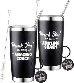 4 Pcs Coach Tumbler Stainless Steel with Straws and Keychain