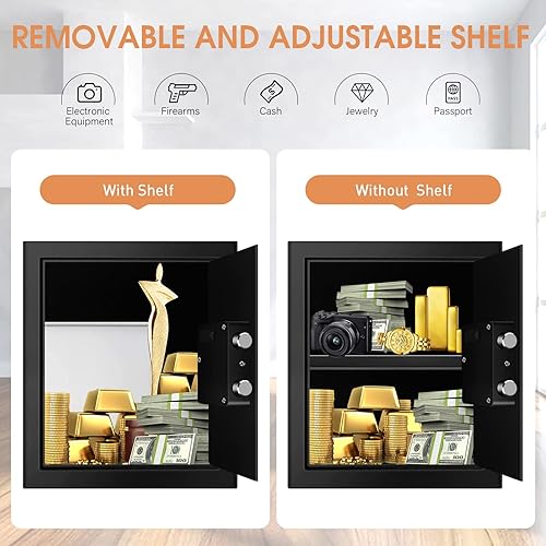 Miniatura 4 de Caja fuerte ignífuga para dinero caja fuerte para el hogar resistente al fuego impermeable con teclado digital y estante extraíble caja de seguridad