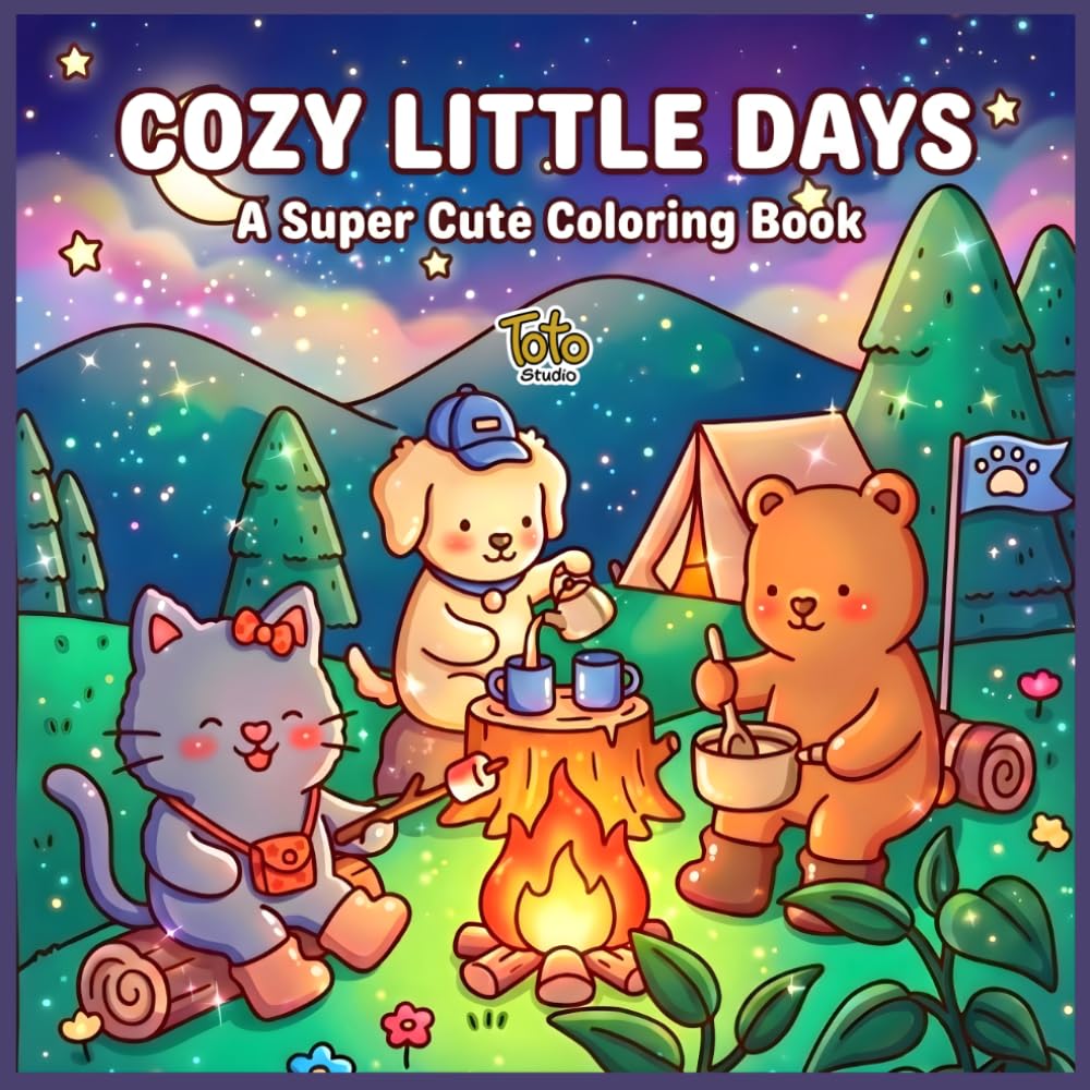 Cozy Little Days: A Super Cute Coloring Book: for Adults and Teens Featuring Simple, Sweet Scenes of Daily Joy for Pure Relaxation (Cozy Vibes Coloring)