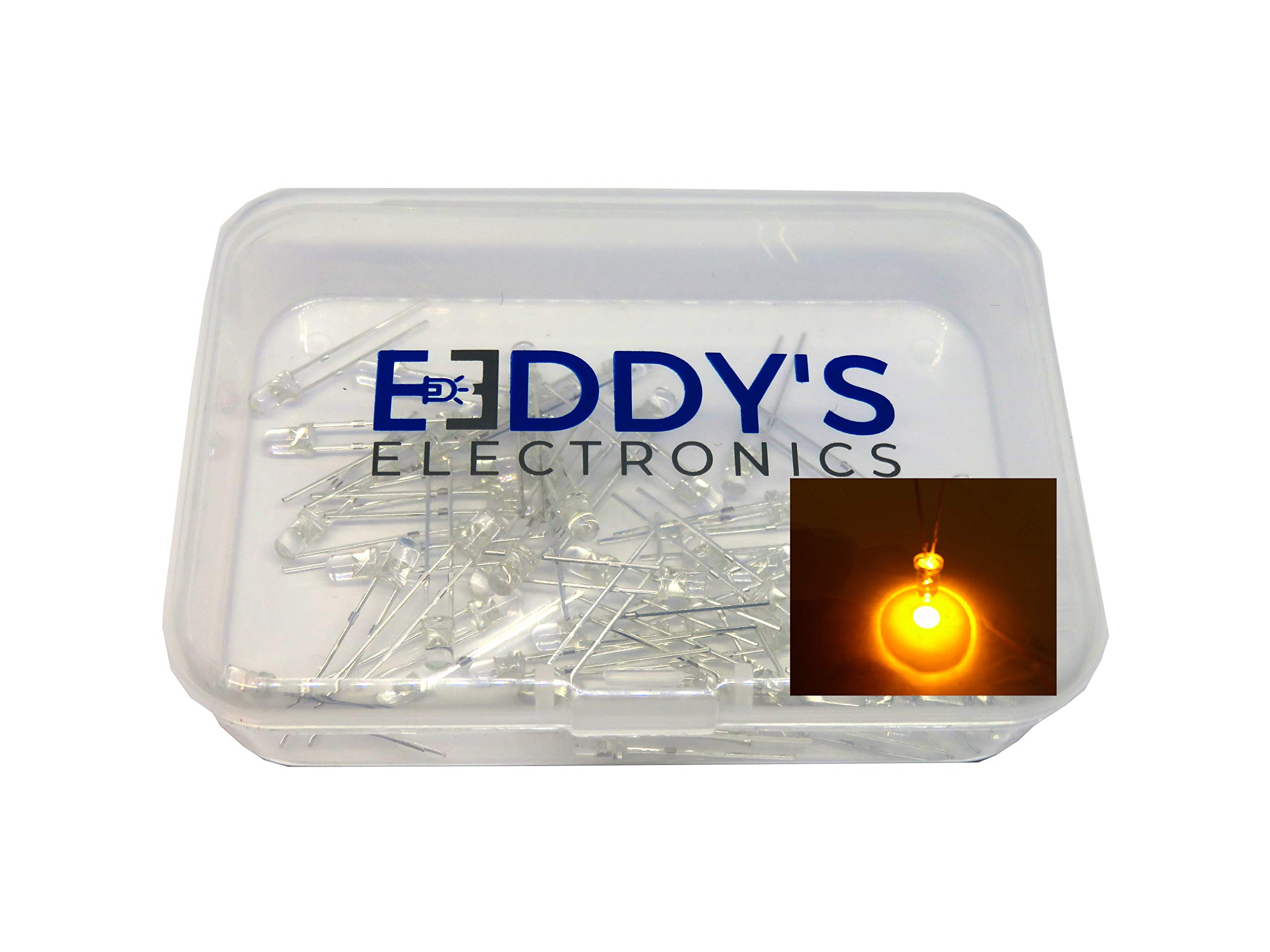 Eddy's Electronics Yellow 3V Clear Ultra Bright 3Mm 5Mm Round Water Clear Leds Light Emitting Diode (, 3Mm - 50 Pieces)