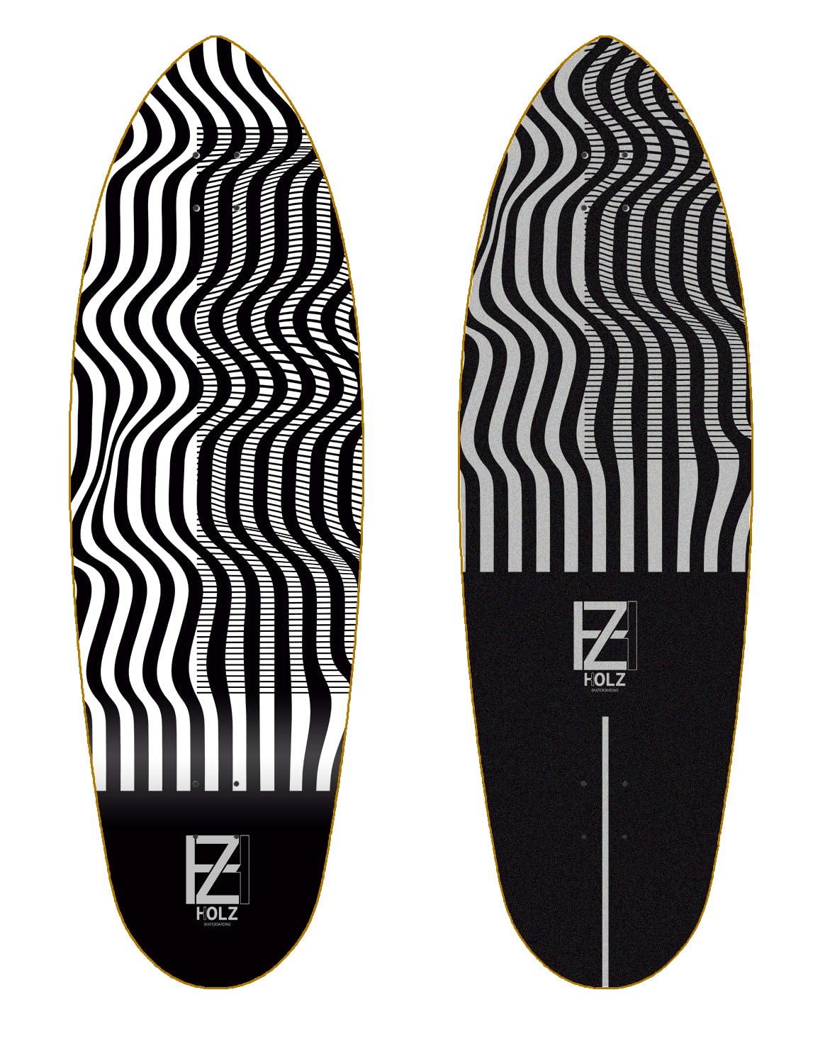 Holz surfskate Deck Tabla monopatin Skate Skateboard - Theo Phy Live 32,5 Deep